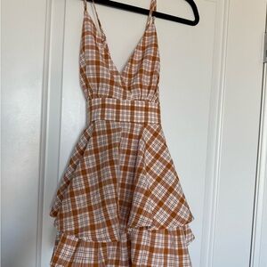 Fashion Nova Brown Plaid Mini Dress